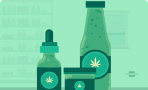 Illustration of various containers with CBD markings